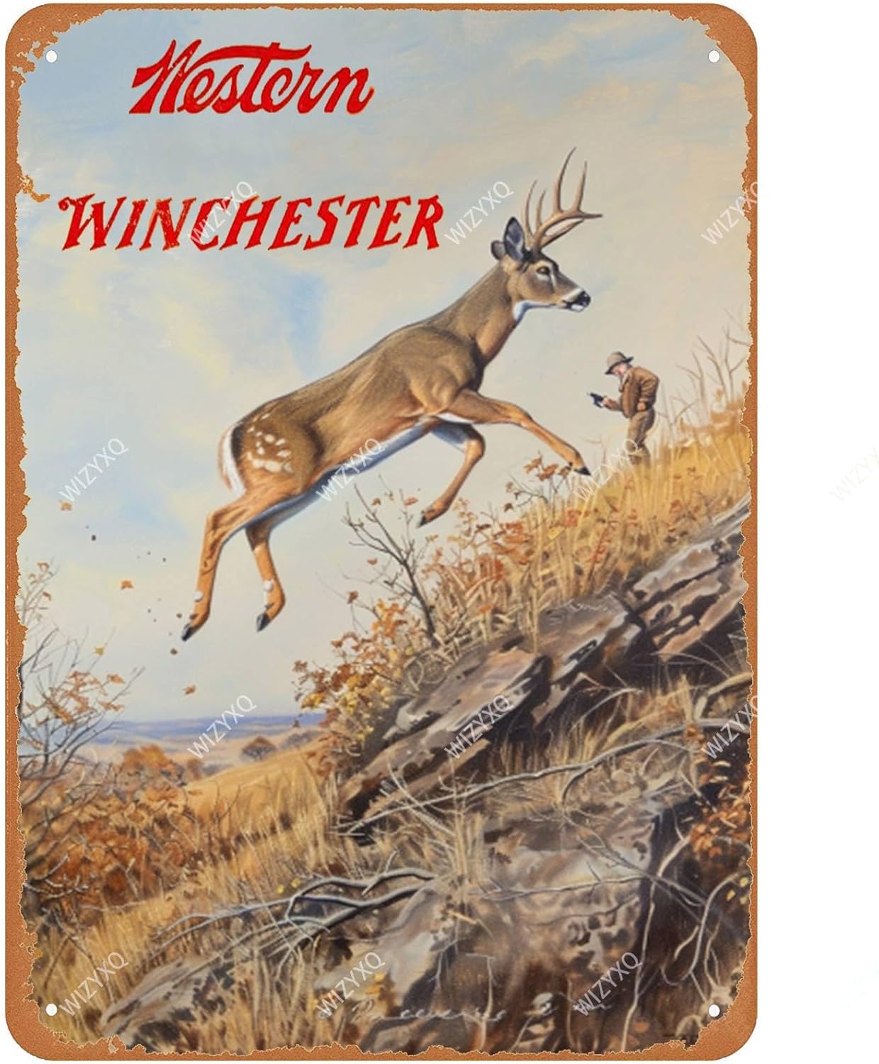 Home Office Kitchen - Винтажная металлическая табличка Western Winchester Deer