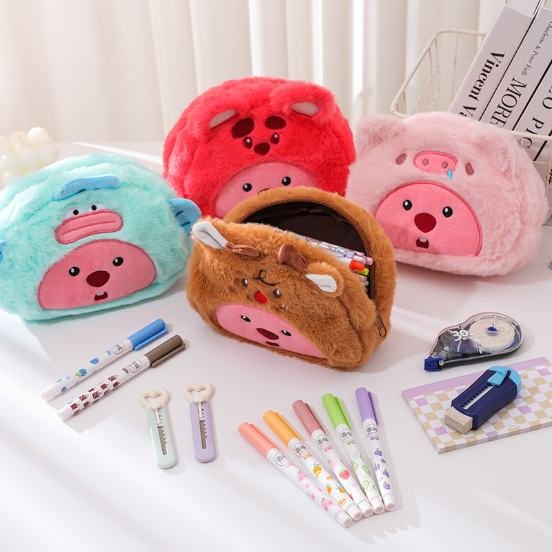 Pen Holder Organizer - Плюшевая сумка-пенал с мультяшным дизайном для
