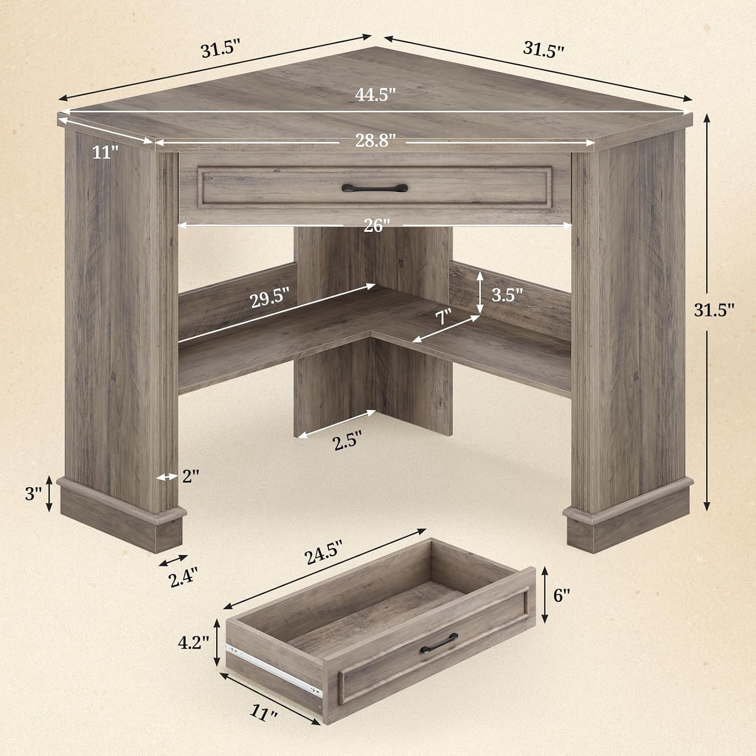 Треугольный компьютерный стол  – обзор и цена Desk Drawer Small